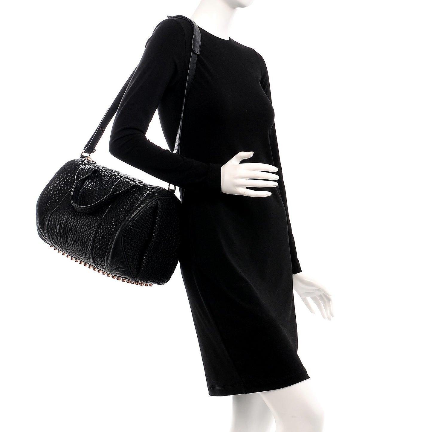 Pebbled Lambskin Rocco Black Rose Gold Hardware