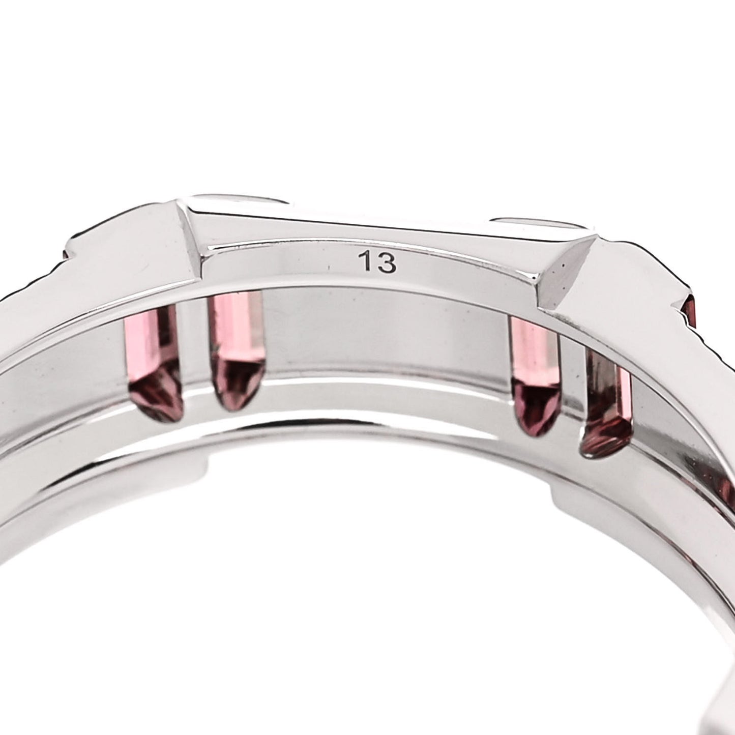 18K White Gold Rubellite 6mm Link to Love Ring 53 6.25