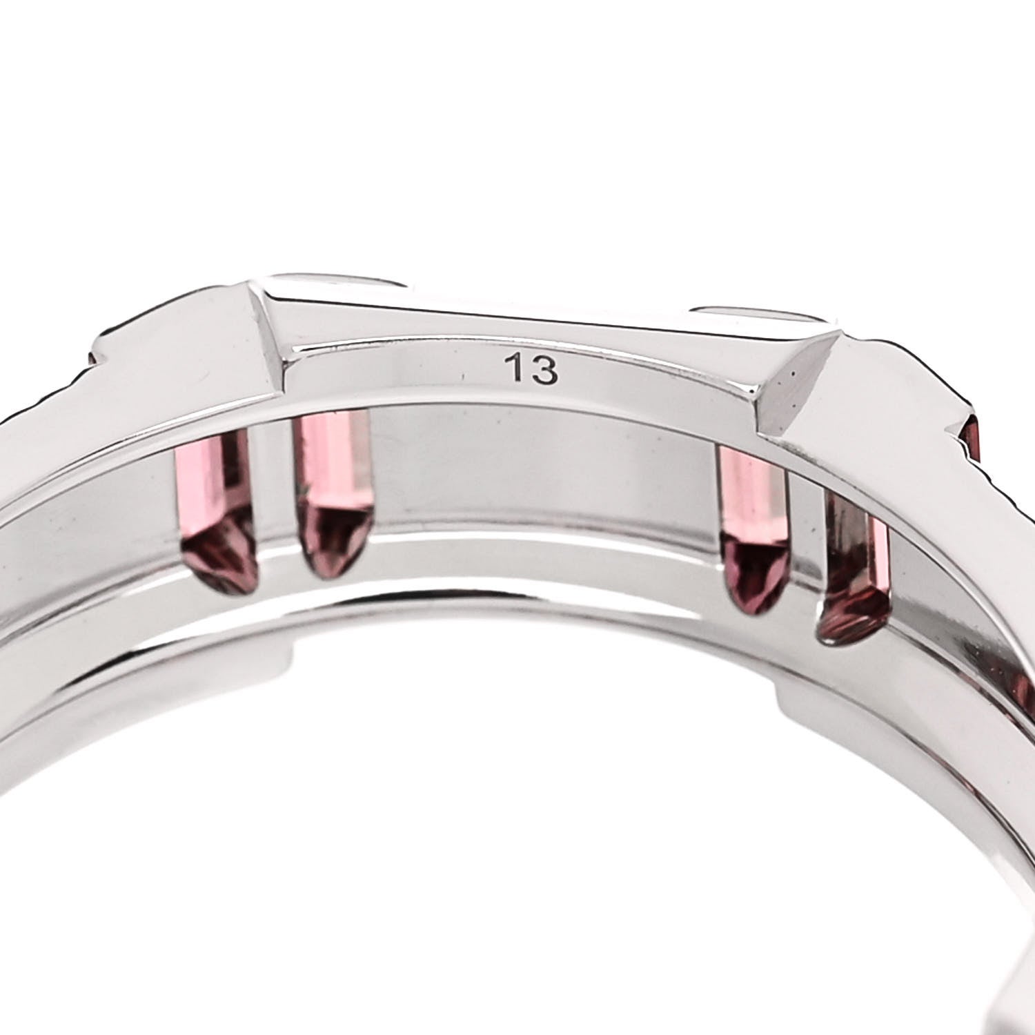 Gucci 18K White Gold Rubellite 6mm Link to Love Ring 53 6.25 6 of 7