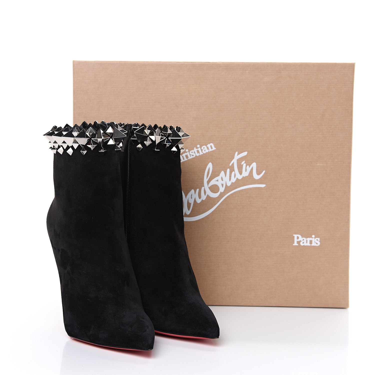 Christian Louboutin Veau Velours Firmamma 100 Booties 36.5 Black Silver 8 of 8