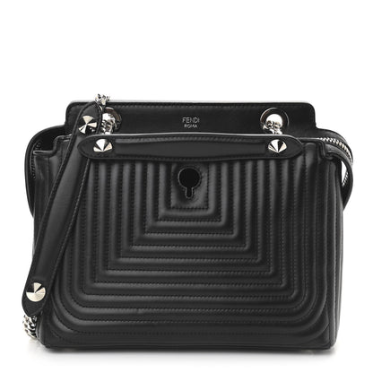 Fendi Shiny Nappa Trapuntata Small DotCom Click Chain Satchel Black 1 of 12