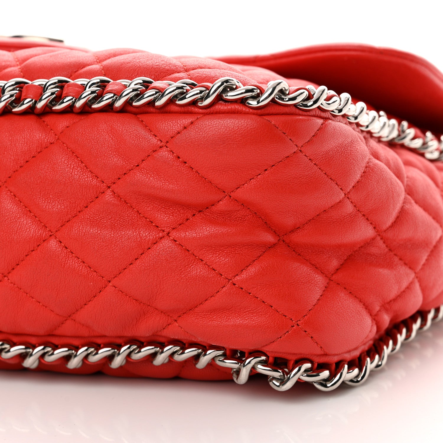 Chanel Washed Lambskin Quilted Maxi Chain Around Flap Red 10 of 15