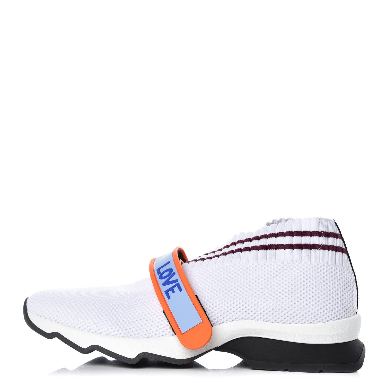 Fendi Stretch Yarn Stiff Band Rockoko Sneakers 36.5 White Bordeaux 1 of 8