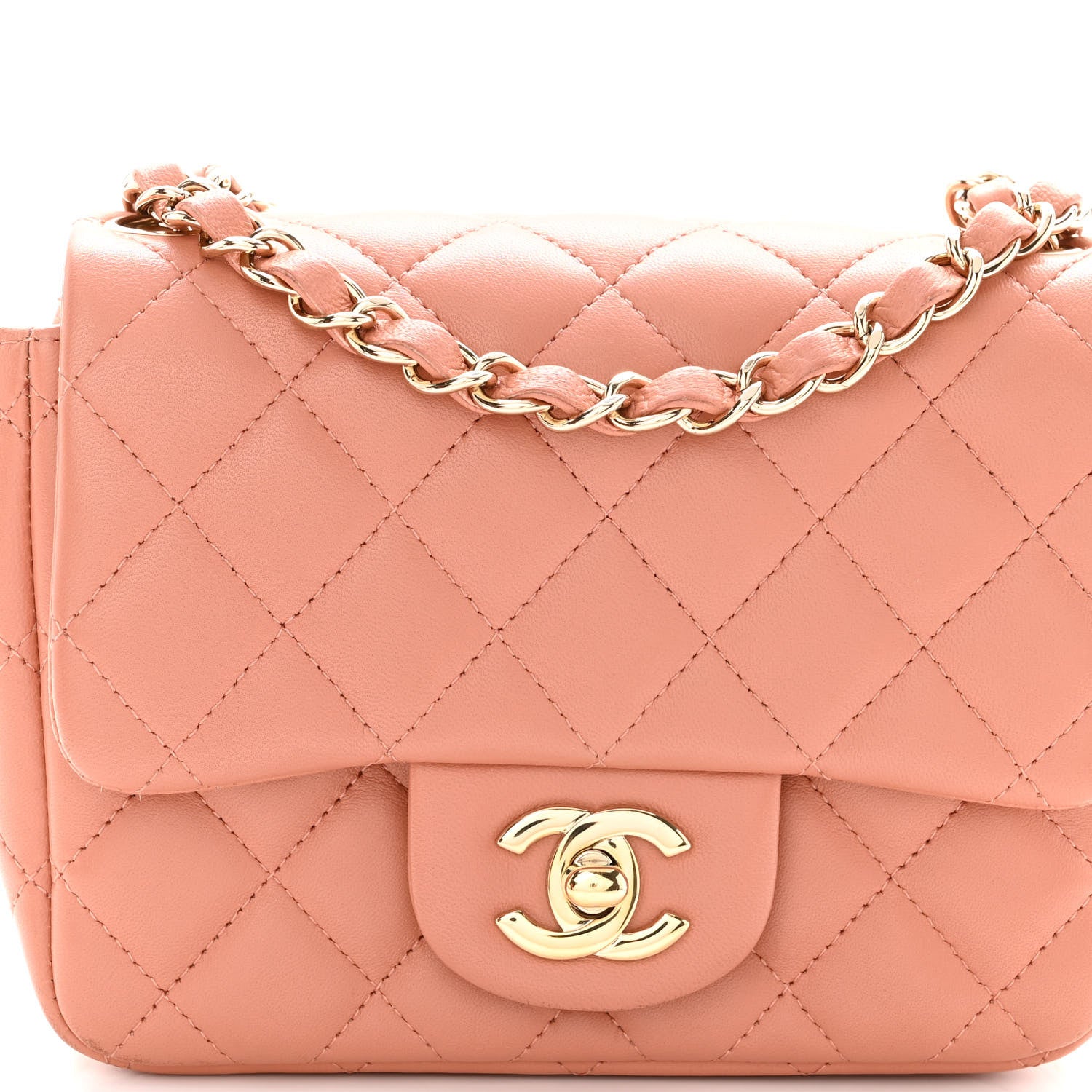 Chanel Lambskin Quilted Mini Square Flap Dark Beige 7 of 10