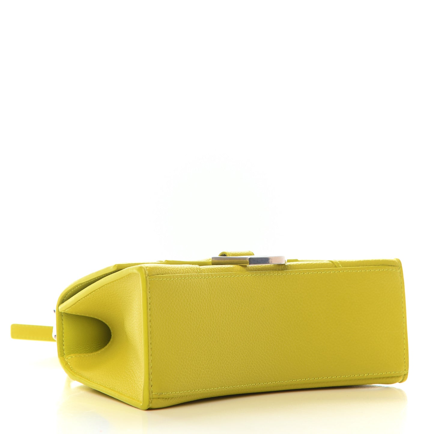 Grained Calfskin Hourglass Top Handle Bag XS Lime