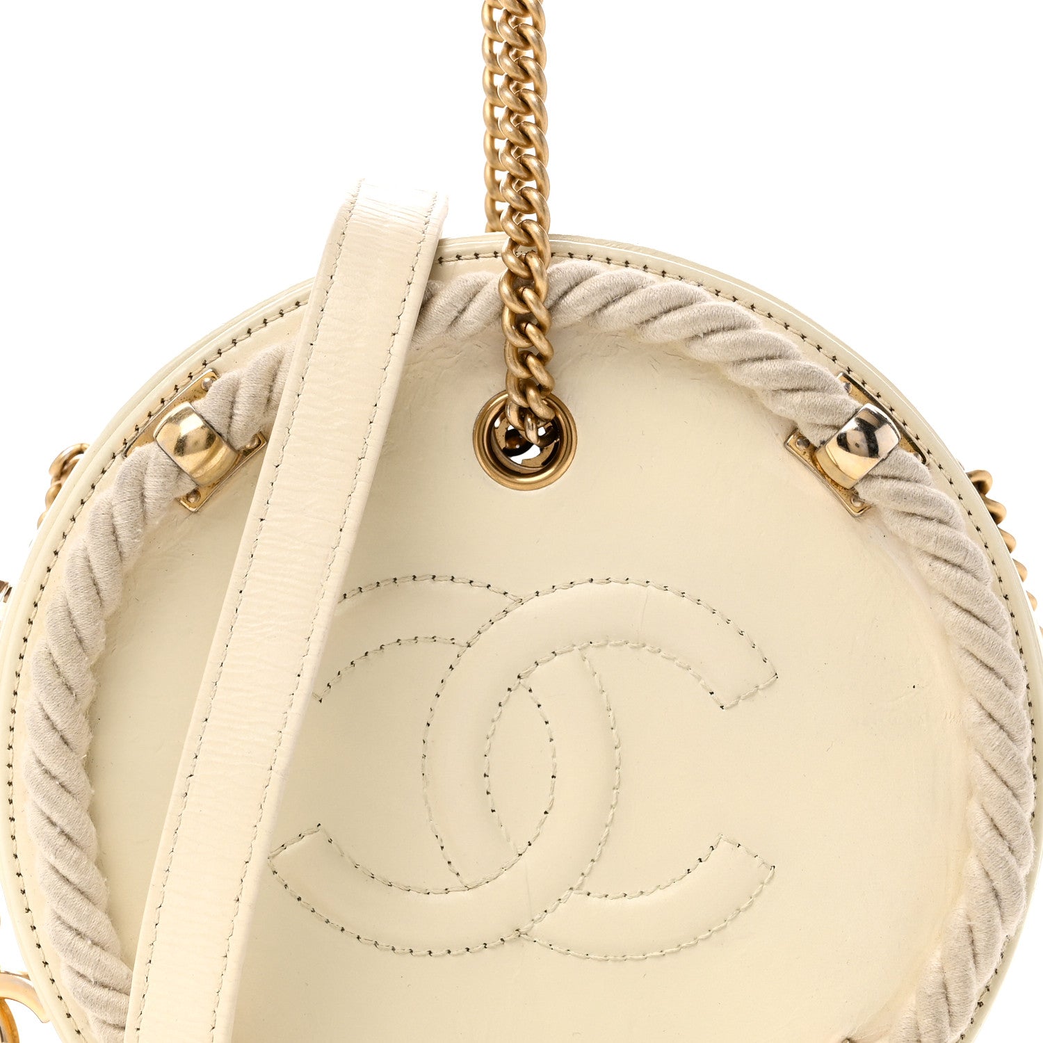 Chanel Crumpled Calfskin Cotton Small En Vogue Round Bag White 8 of 10