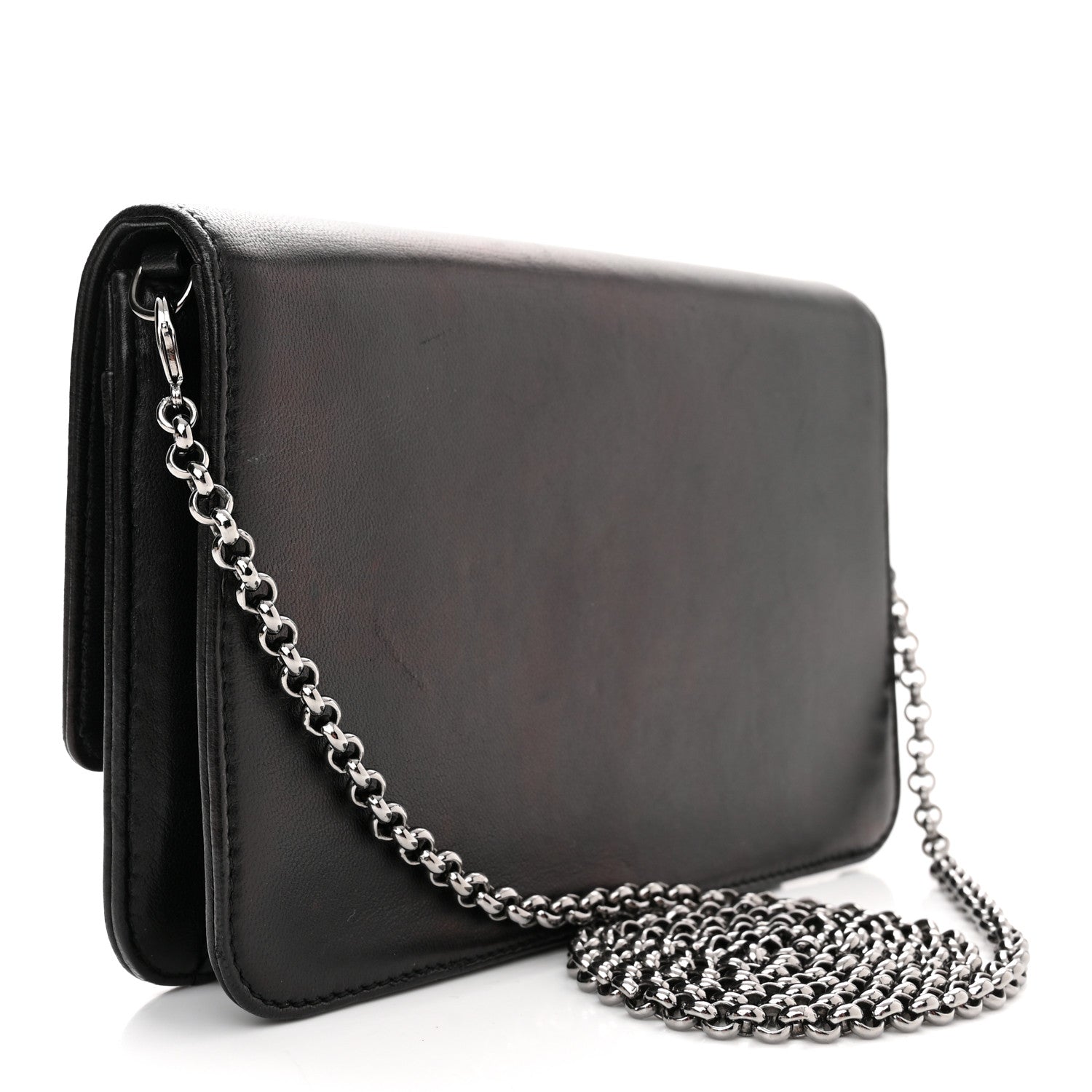 Christian Dior Smooth Lambskin Tribale Chain Wallet Black 3 of 10