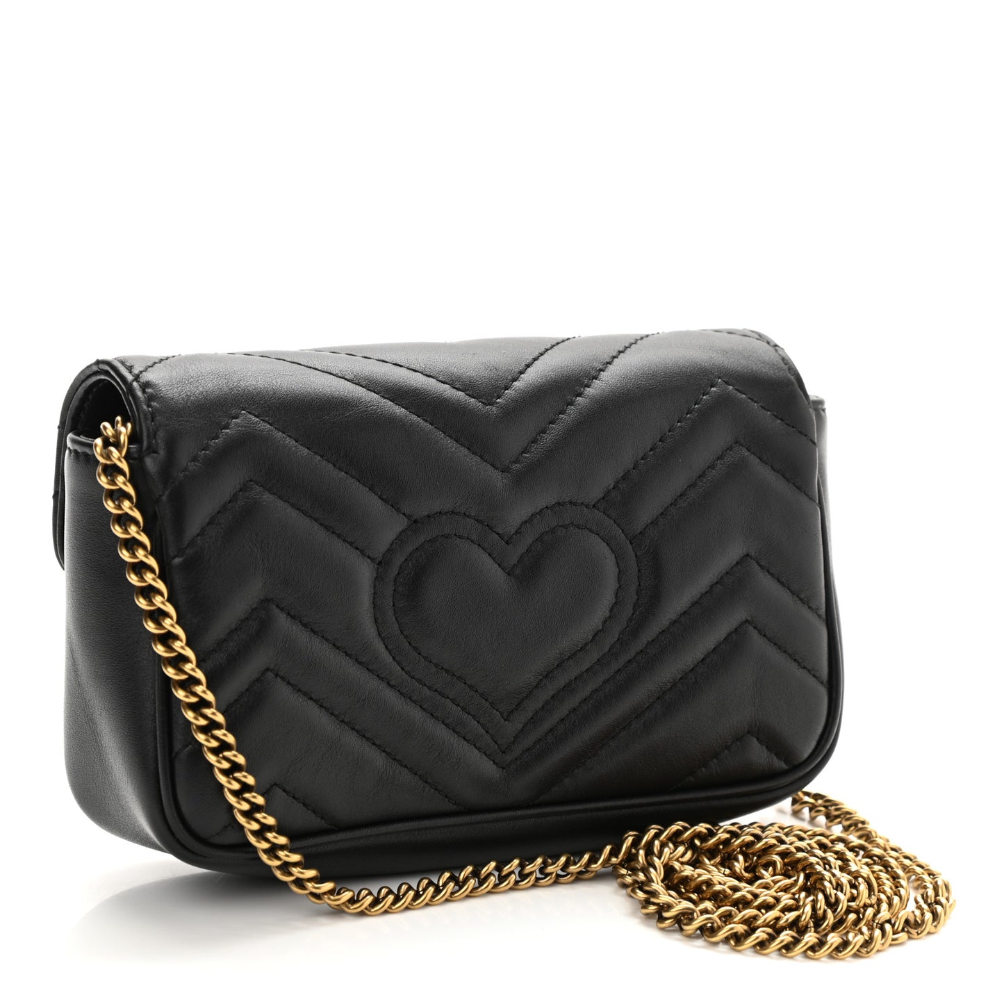 Calfskin Matelasse Super Mini GG Marmont Shoulder Bag Black