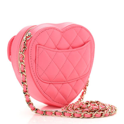 Chanel Lambskin Quilted CC In Love Heart Clutch With Chain Pink 3 of 11
