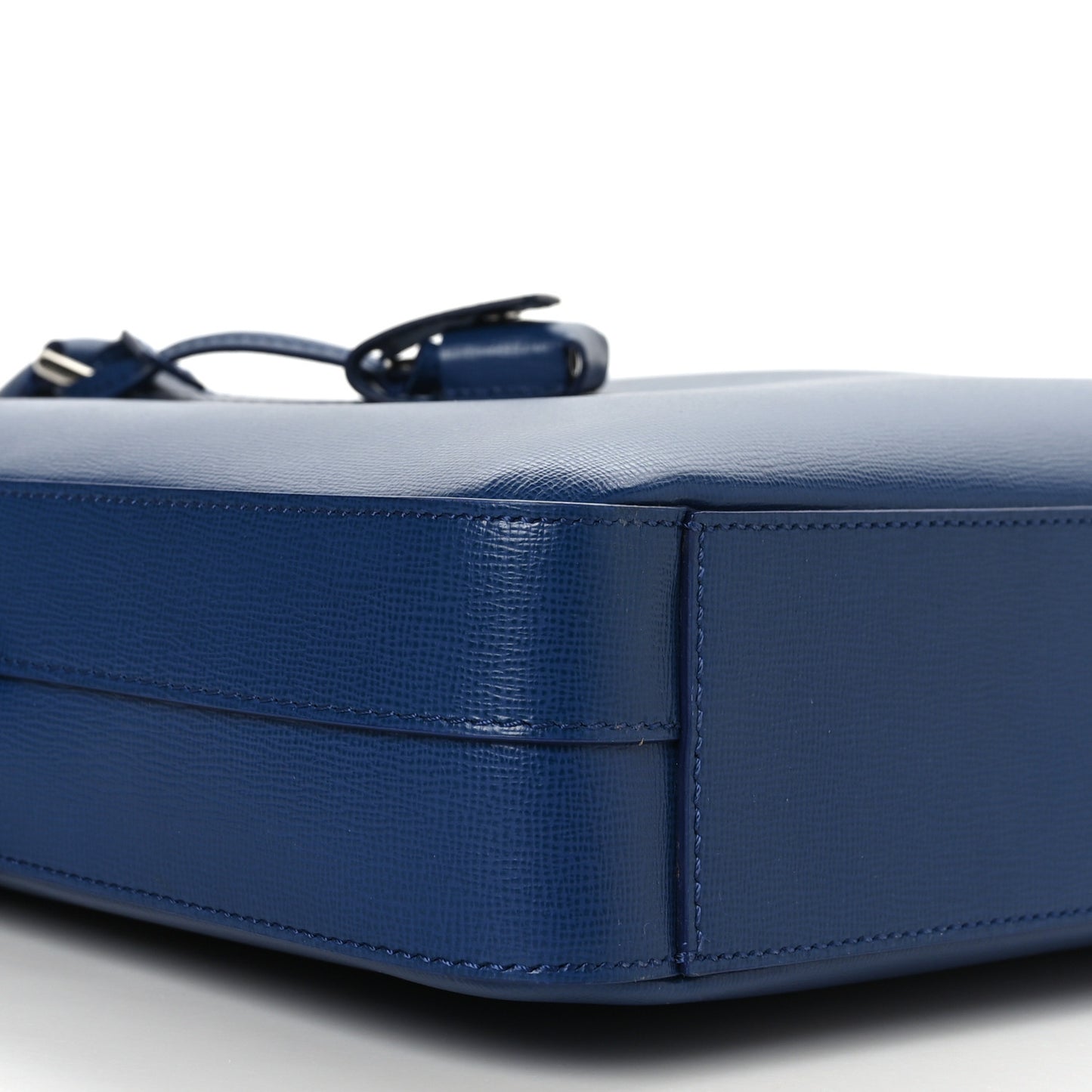 Textured Calfskin Barrow Briefcase Deep Blue