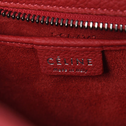 Celine Drummed Calfskin Nano Luggage Red 6 of 8