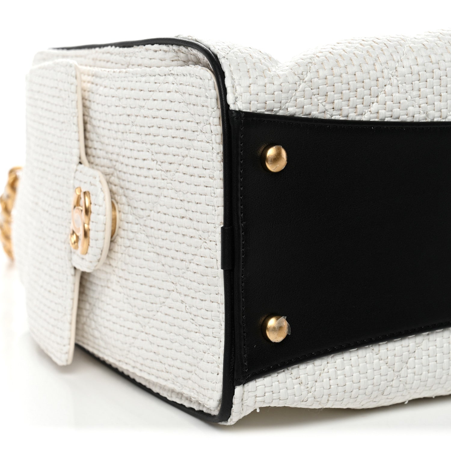 Chanel Braided Raffia Calfskin Quilted Small Chanel 25 Handbag