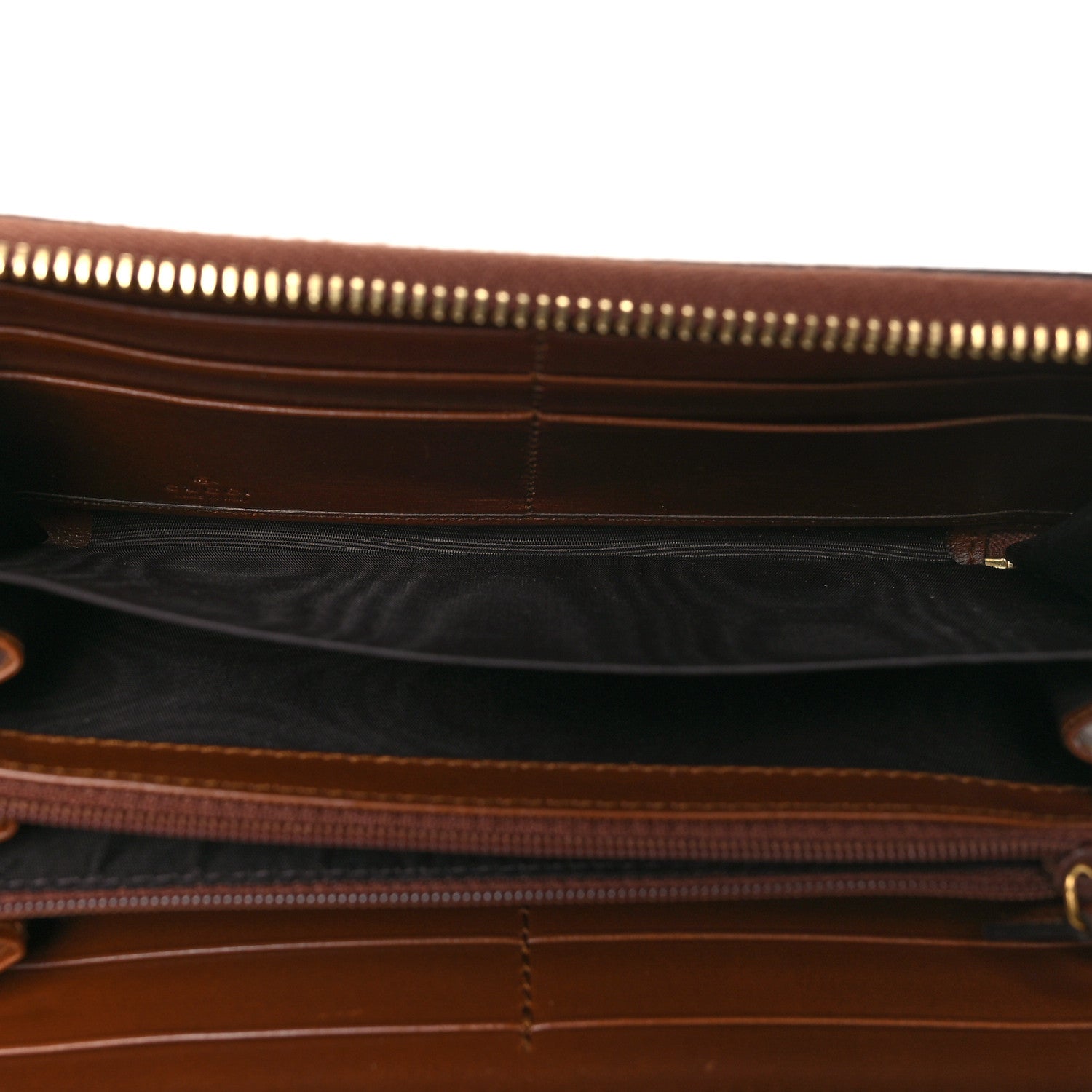 Gucci GG Supreme Monogram Cuoio Toscano Zip Around Wallet Beige Ebony Cuir 5 of 8