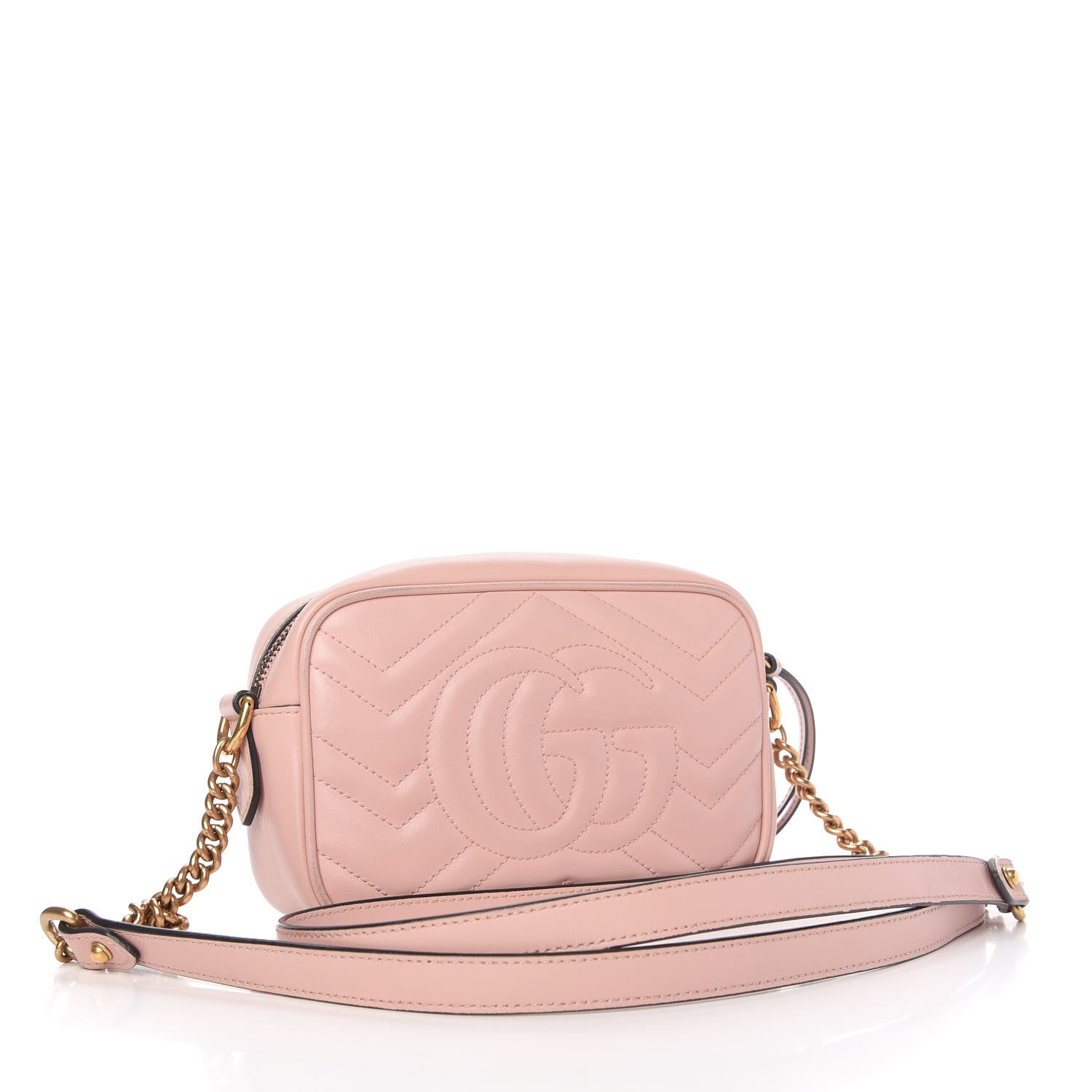 Gucci Calfskin Matelasse Mini GG Marmont Chain Shoulder Bag Perfect Pink 3 of 10