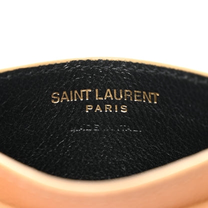 Saint Laurent Grain De Poudre Matelasse Chevron Monogram Credit Card Case Cork 6 of 8