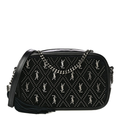 Saint Laurent Suede Calfskin Embellished Mini Monogram Lou Camera Bag Black 1 of 21