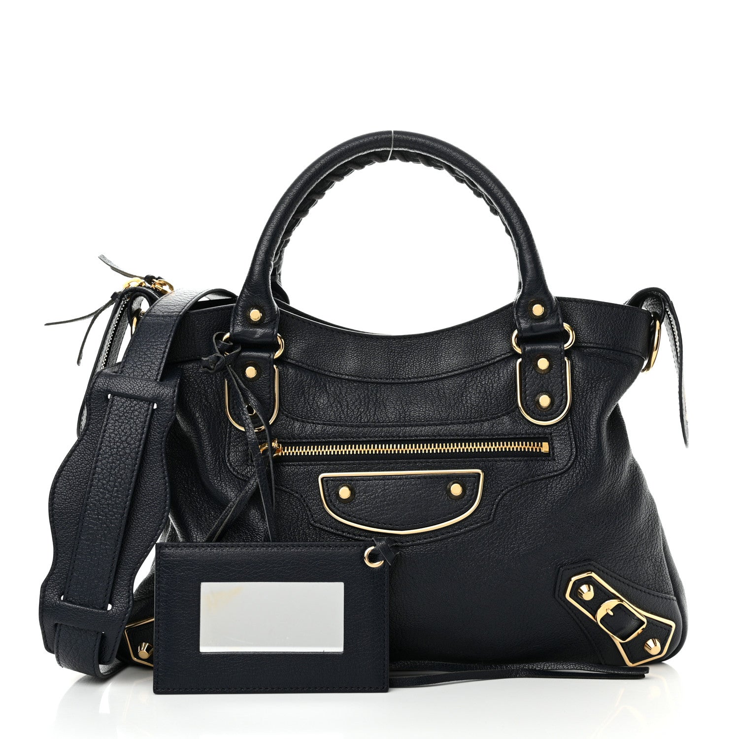 Balenciaga Chevre Gold Metallic Edge Hardware Town Bleu Nuit Dark Sea 3 of 14