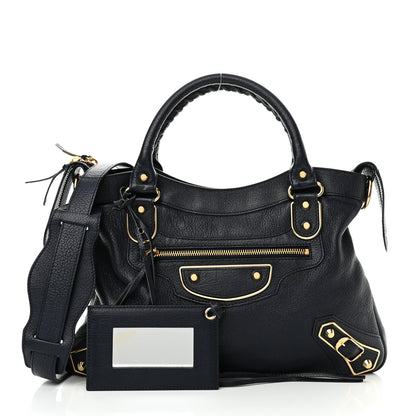 Balenciaga Chevre Gold Metallic Edge Hardware Town Bleu Nuit Dark Sea 3 of 14