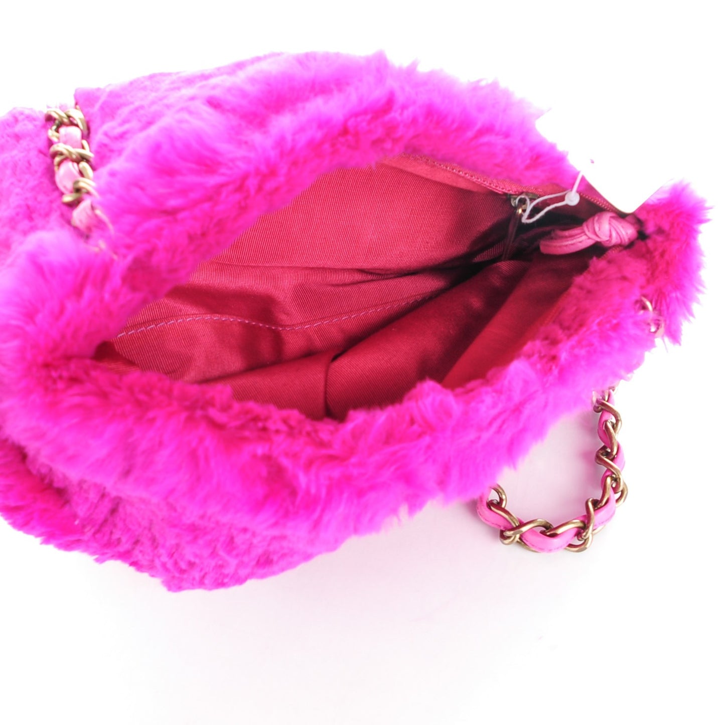 Rabbit Fur Shoulder Bag Fuchsia