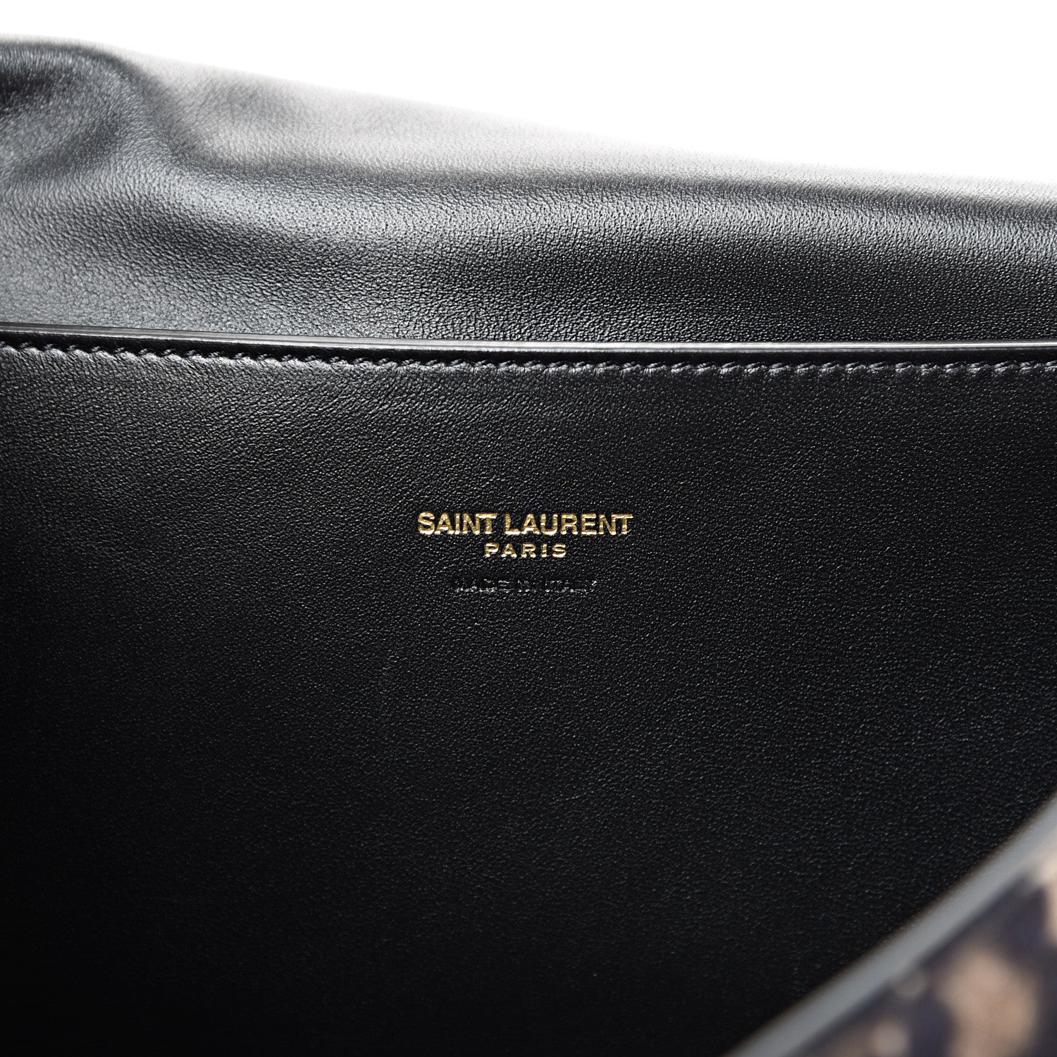 Saint Laurent Smooth Calfskin Leopard Print Medium Reversible Monogram Kate Satchel Black 8 of 15