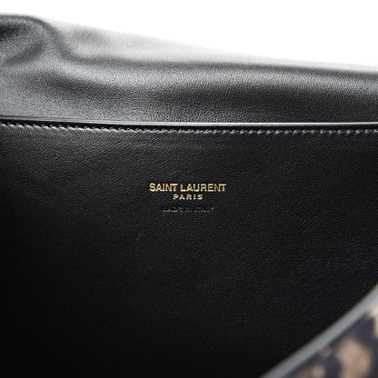 Saint Laurent Smooth Calfskin Leopard Print Medium Reversible Monogram Kate Satchel Black 8 of 15