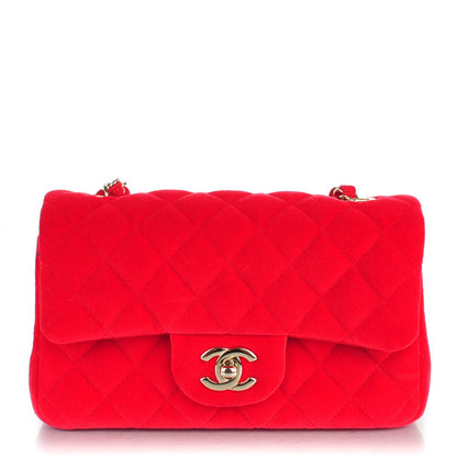 Chanel Velvet Quilted Mini Rectangular Flap Red 1 of 7