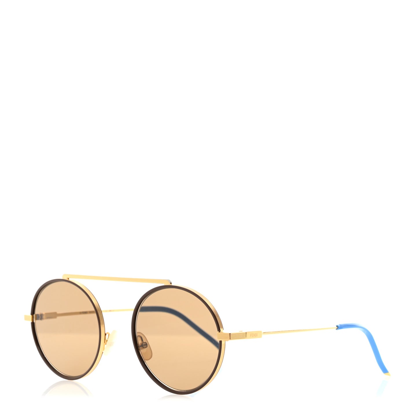 Metal Round Frame Sunglasses FF M0025/S Gold Blue