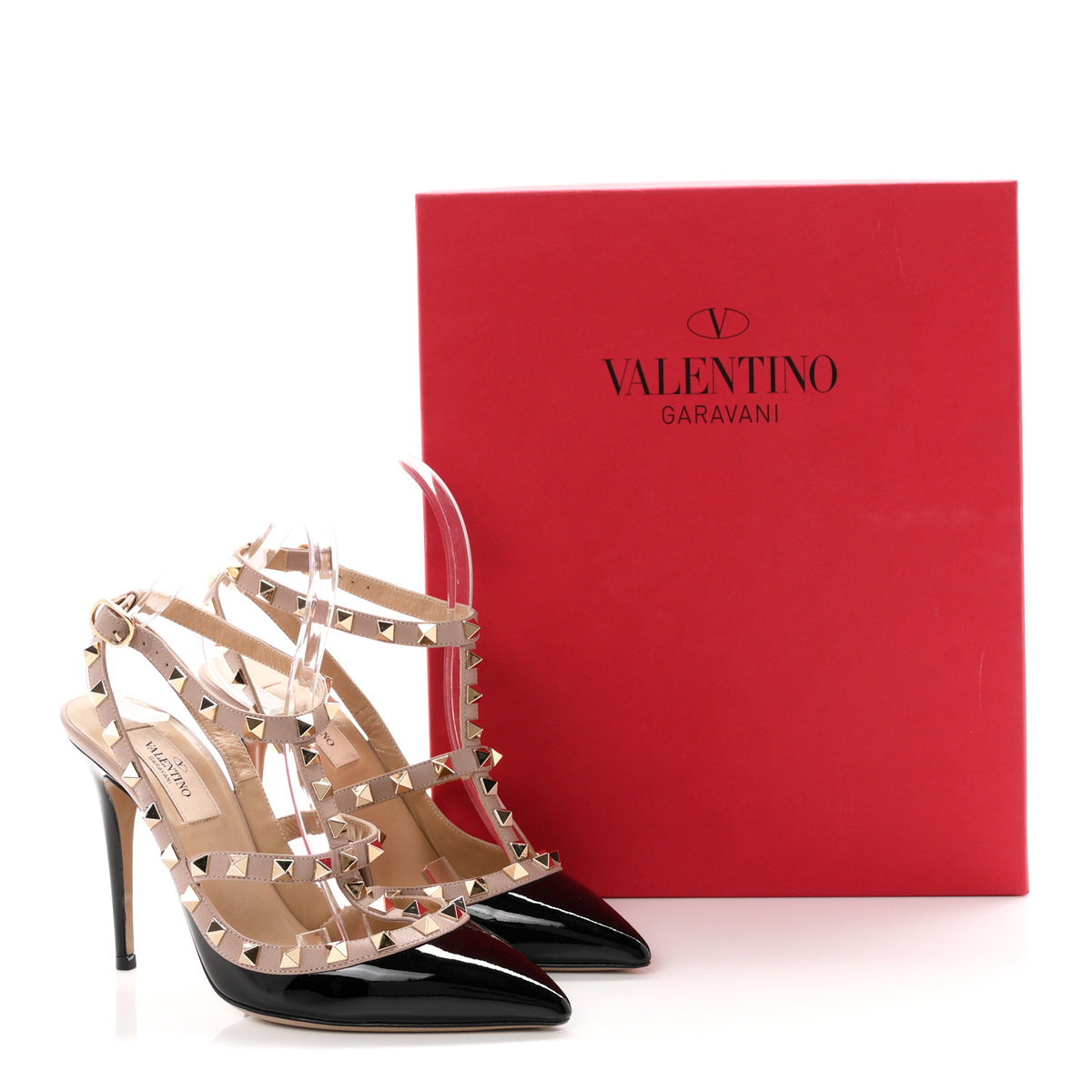 Valentino Garavani Patent Nappa Rockstud Ankle Strap 100mm Pumps 37 Black Poudre 10 of 10