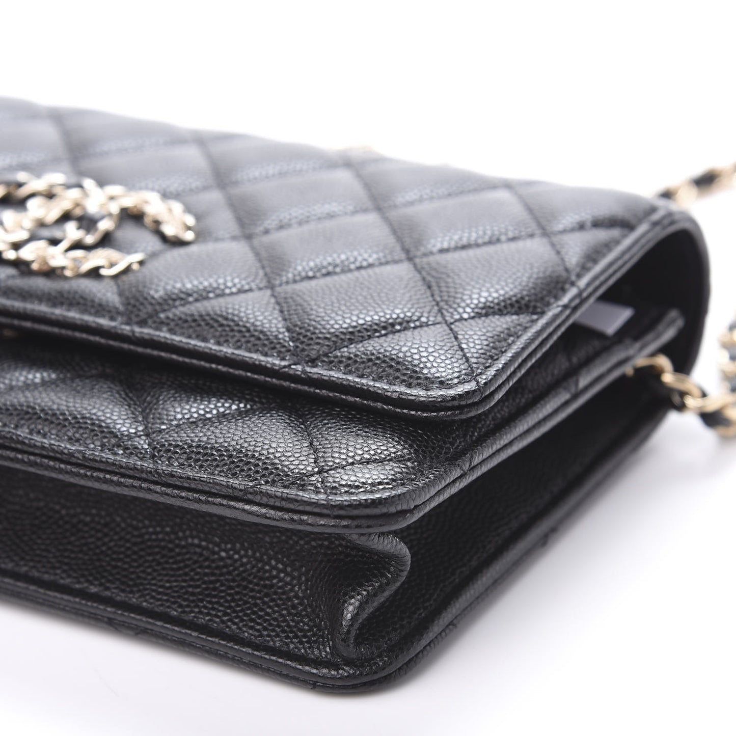 Caviar Quilted French New Wave Chain CC Wallet On Chain WOC Black