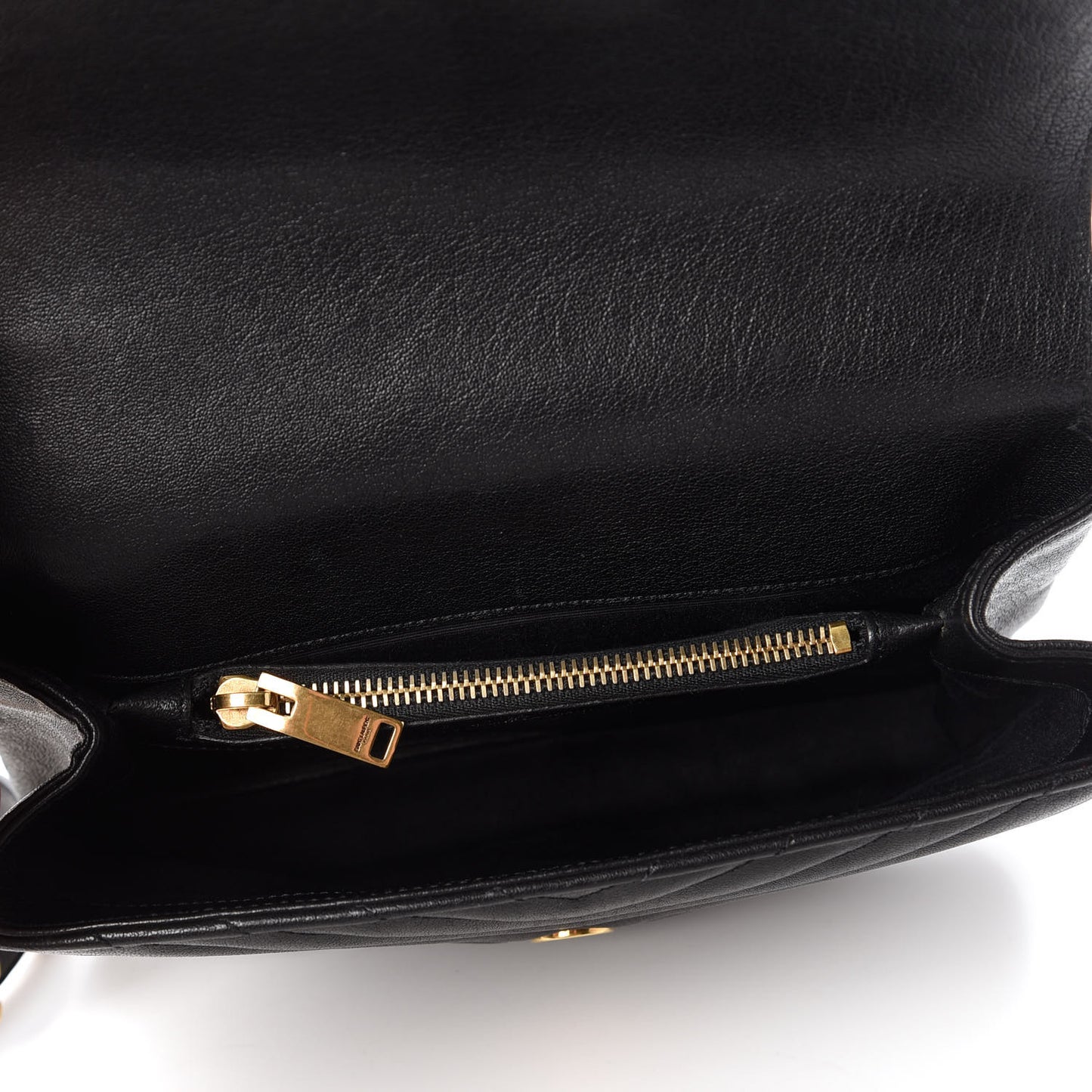 Sheepskin Matelasse Chevron Monogram Medium College Bag Black
