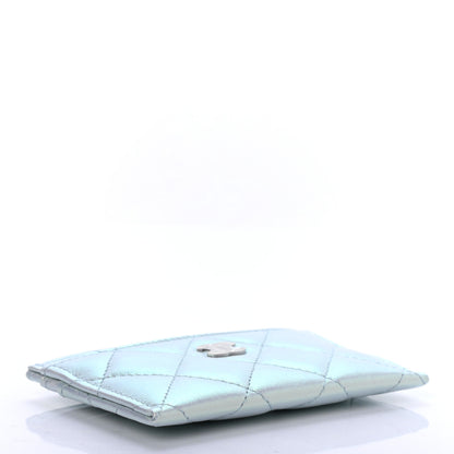 Chanel Iridescent Calfskin Quilted Card Holder Light Blue 4 of 7