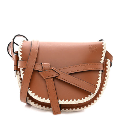 Loewe Calfskin Crochet Trim Small Gate Crossbody Bag Tan 1 of 10