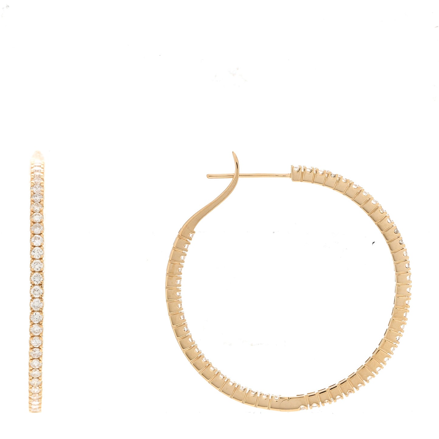 18K Yellow Gold Diamond 2.00ct Insde Out Hoop Earrings