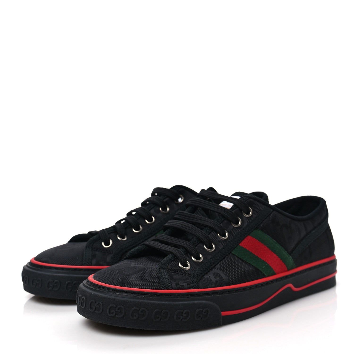 Gucci Econyl Nylon Web Monogram Off The Grid Womens 1977 Tennis Sneakers 38 Black 3 of 7