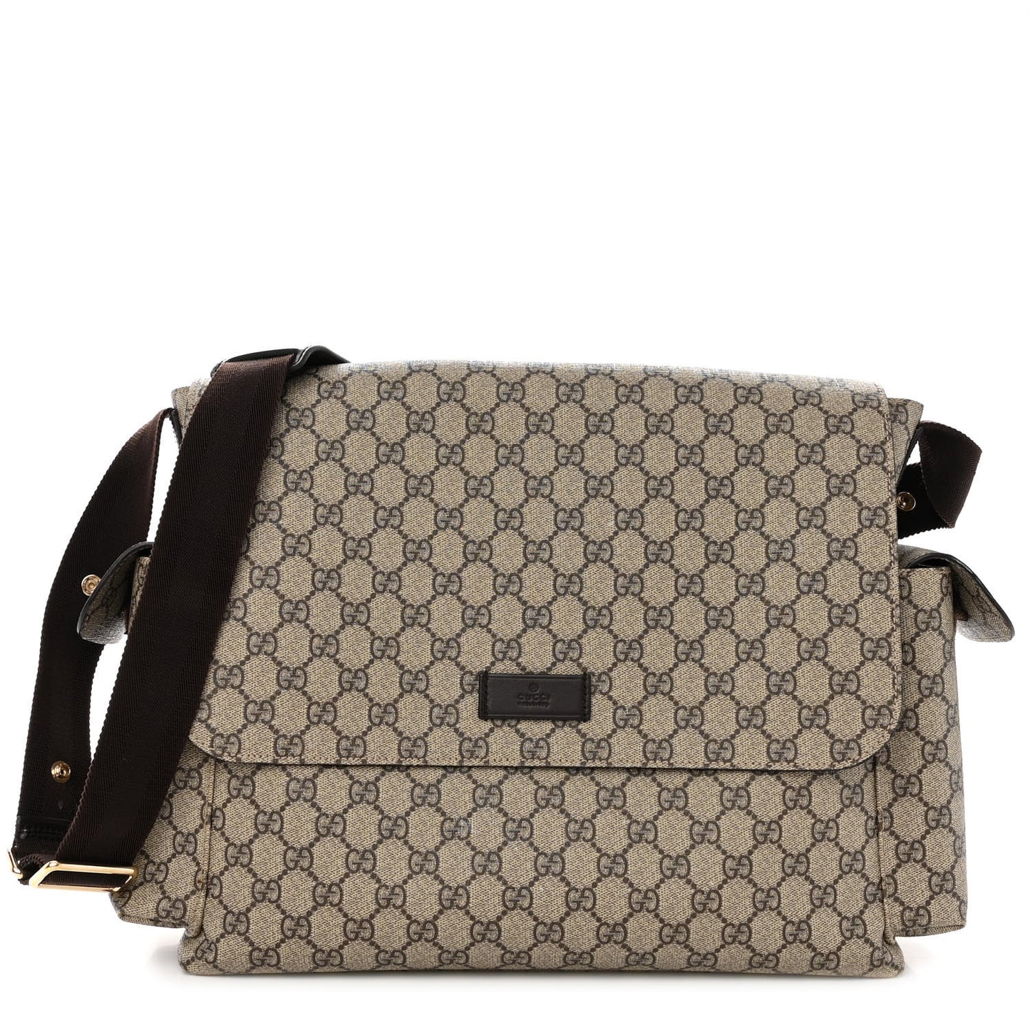 GG Plus Monogram Messenger Diaper Bag Dark Brown