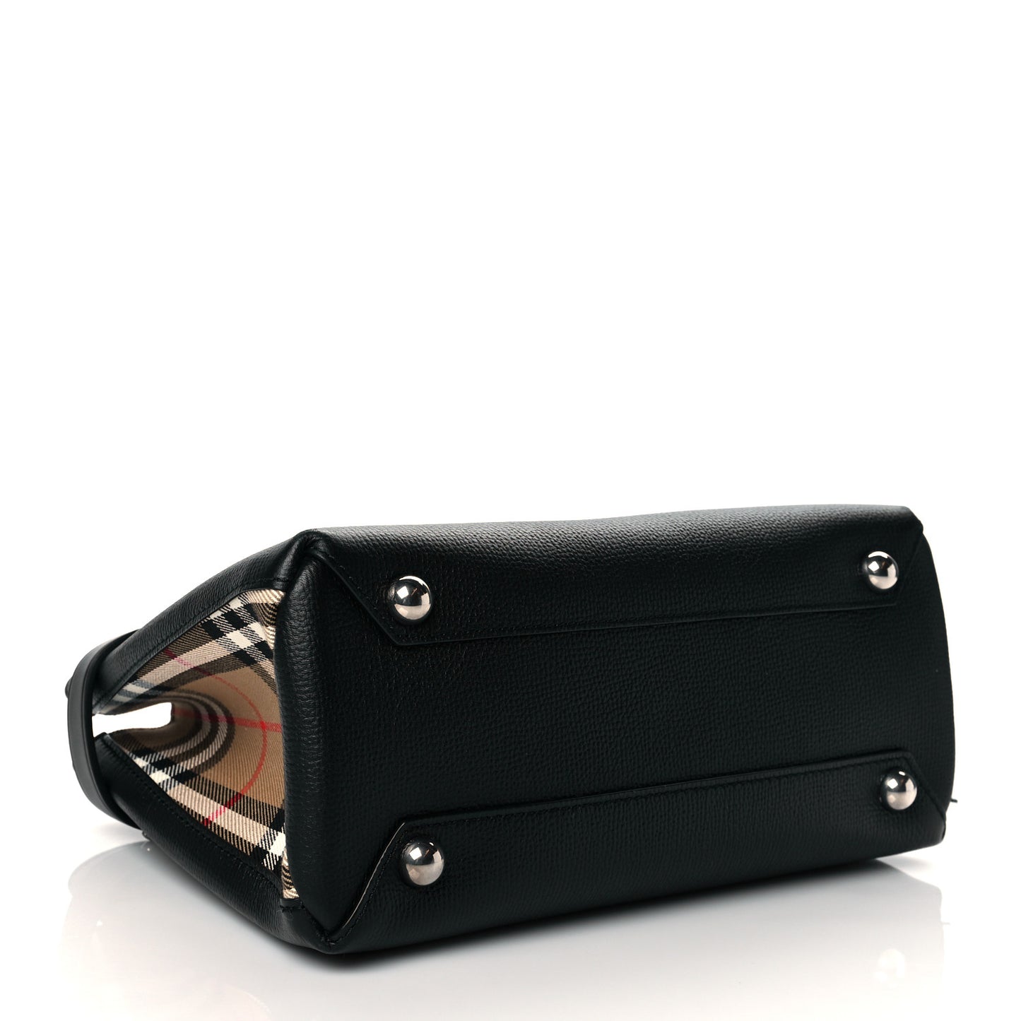 Grainy Calfskin House Check Small Banner Tote Black