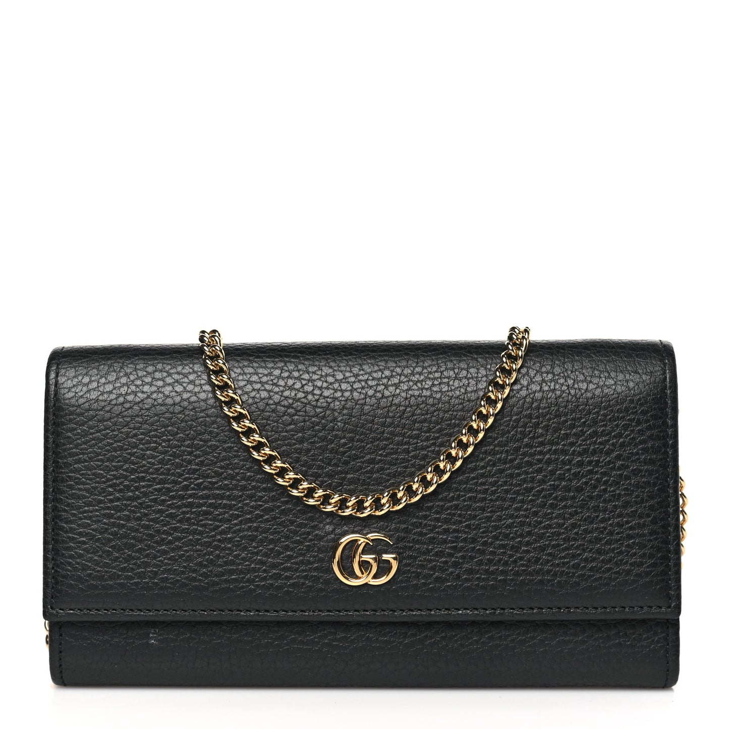Dollar Calfskin Petite GG Marmont Wallet Chain Bag Black