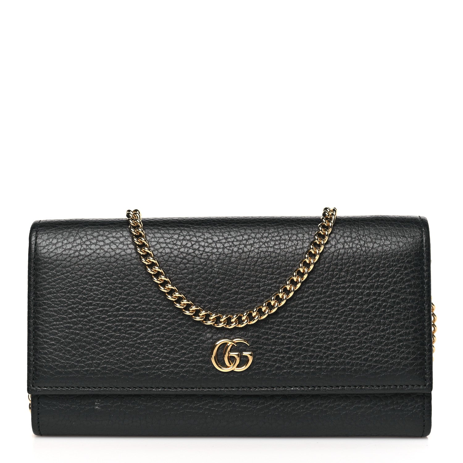 Gucci Dollar Calfskin Petite GG Marmont Wallet Chain Bag Black 1 of 9