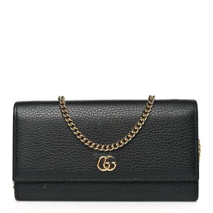 Gucci Dollar Calfskin Petite GG Marmont Wallet Chain Bag Black 1 of 9