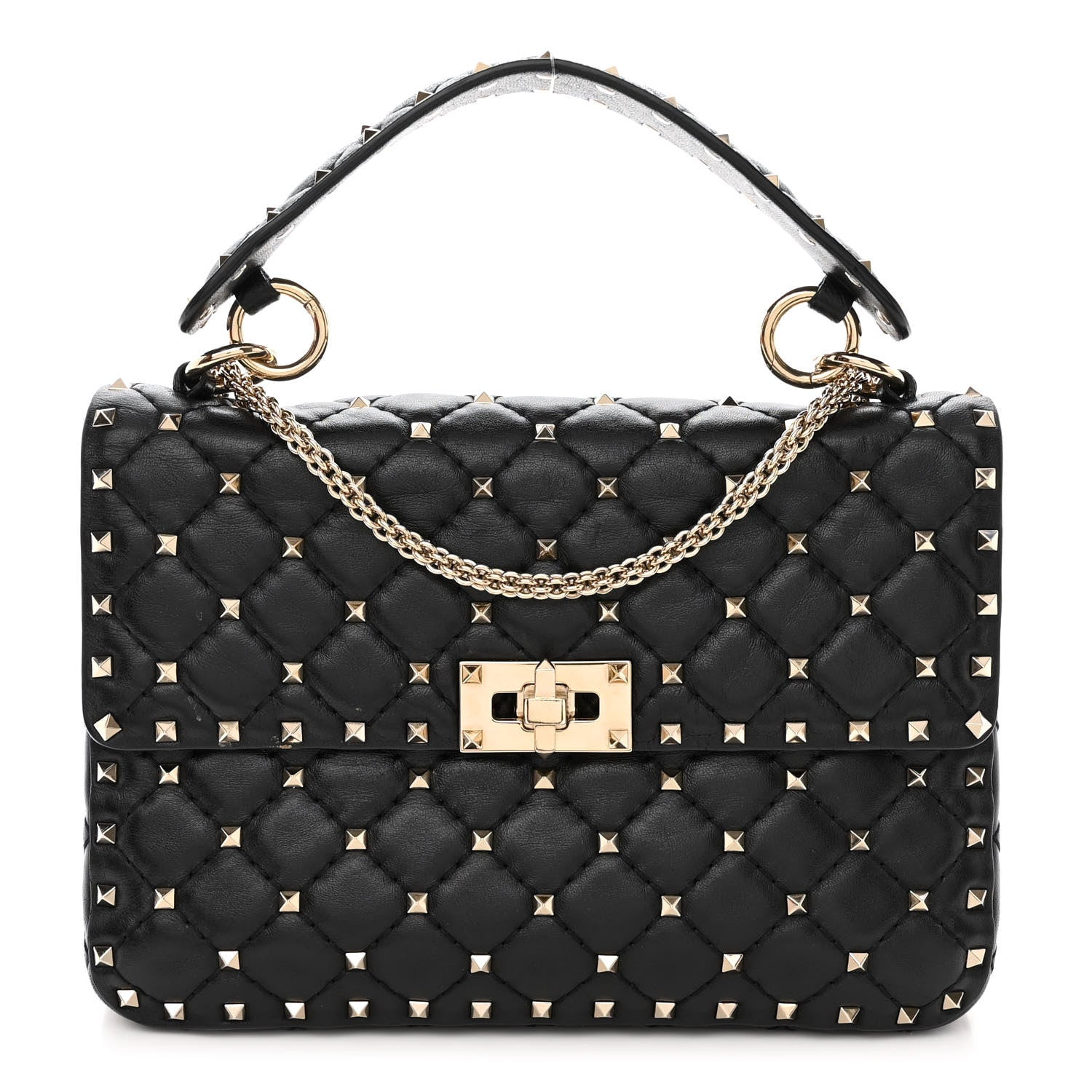 Valentino Garavani Lambskin Medium Rockstud Spike Shoulder Bag Black 1 of 11