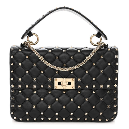 Valentino Garavani Lambskin Medium Rockstud Spike Shoulder Bag Black 1 of 11