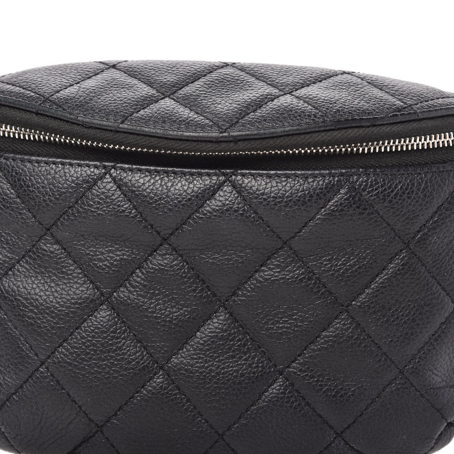 Grained Calfskin Quilted Waist Belt Bag Black