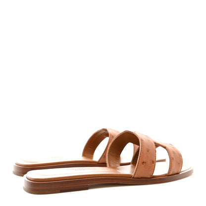 Hermes Ostrich Oran Sandals 37 Naturel 4 of 9
