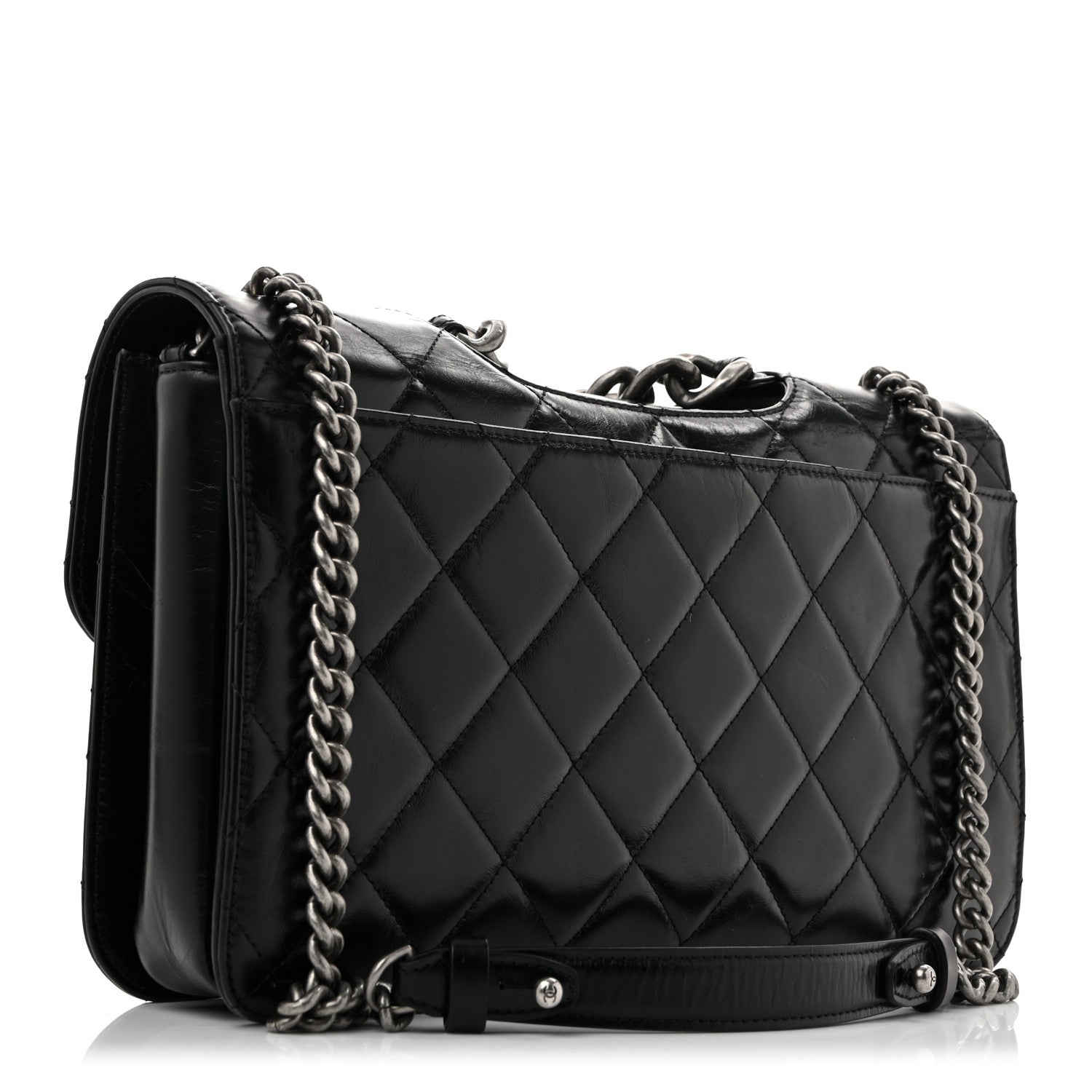 Chanel Glazed Calfskin Quilted Large Perfect Edge Flap Black 3 of 14