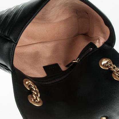 Gucci Calfskin Matelasse Small GG Marmont Shoulder Bag Black 5 of 7