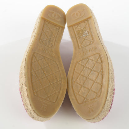 Chanel Toile Sequin CC Espadrilles 37 Pink Dark Pink 6 of 10