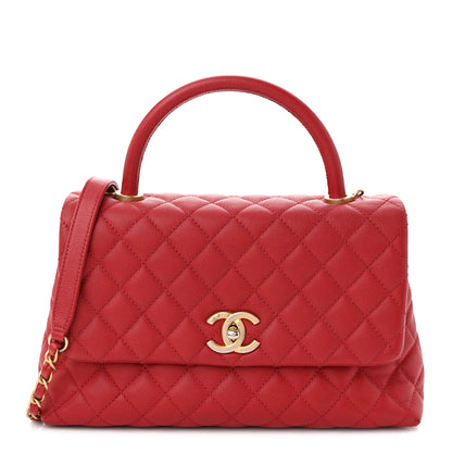 Chanel Caviar Quilted Medium Coco Handle Flap Dark Red 1 of 10