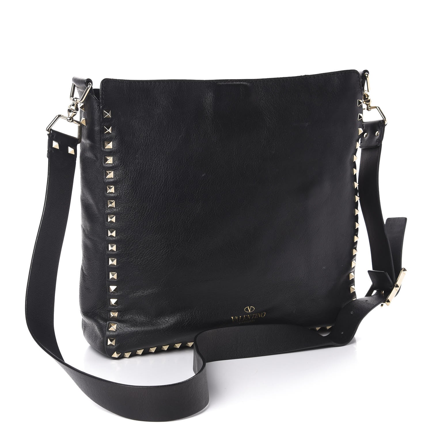 Valentino Garavani Vitello Large Rockstud Flip-Lock Messenger Bag Black 3 of 9