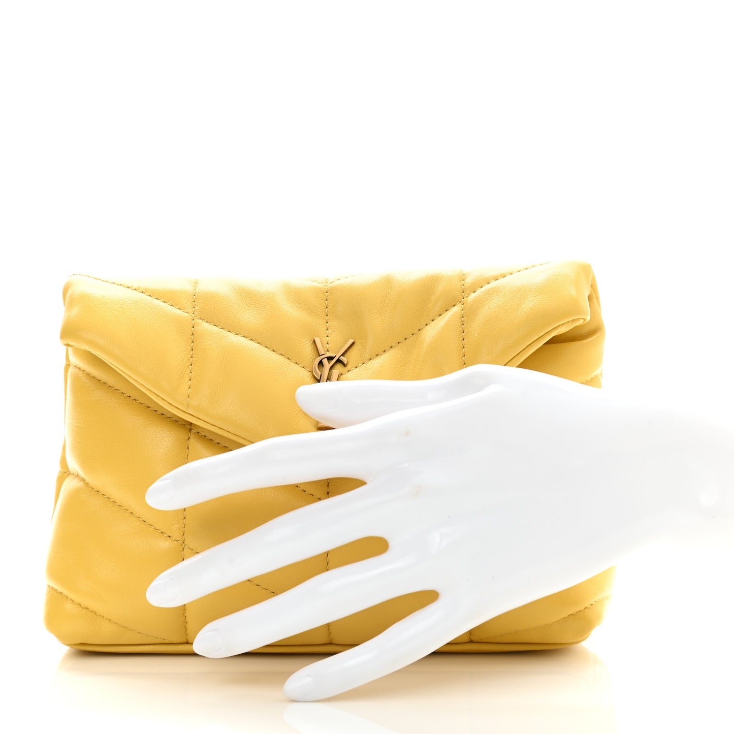 Lambskin Monogram Loulou Puffer Pouch Clutch Yellow