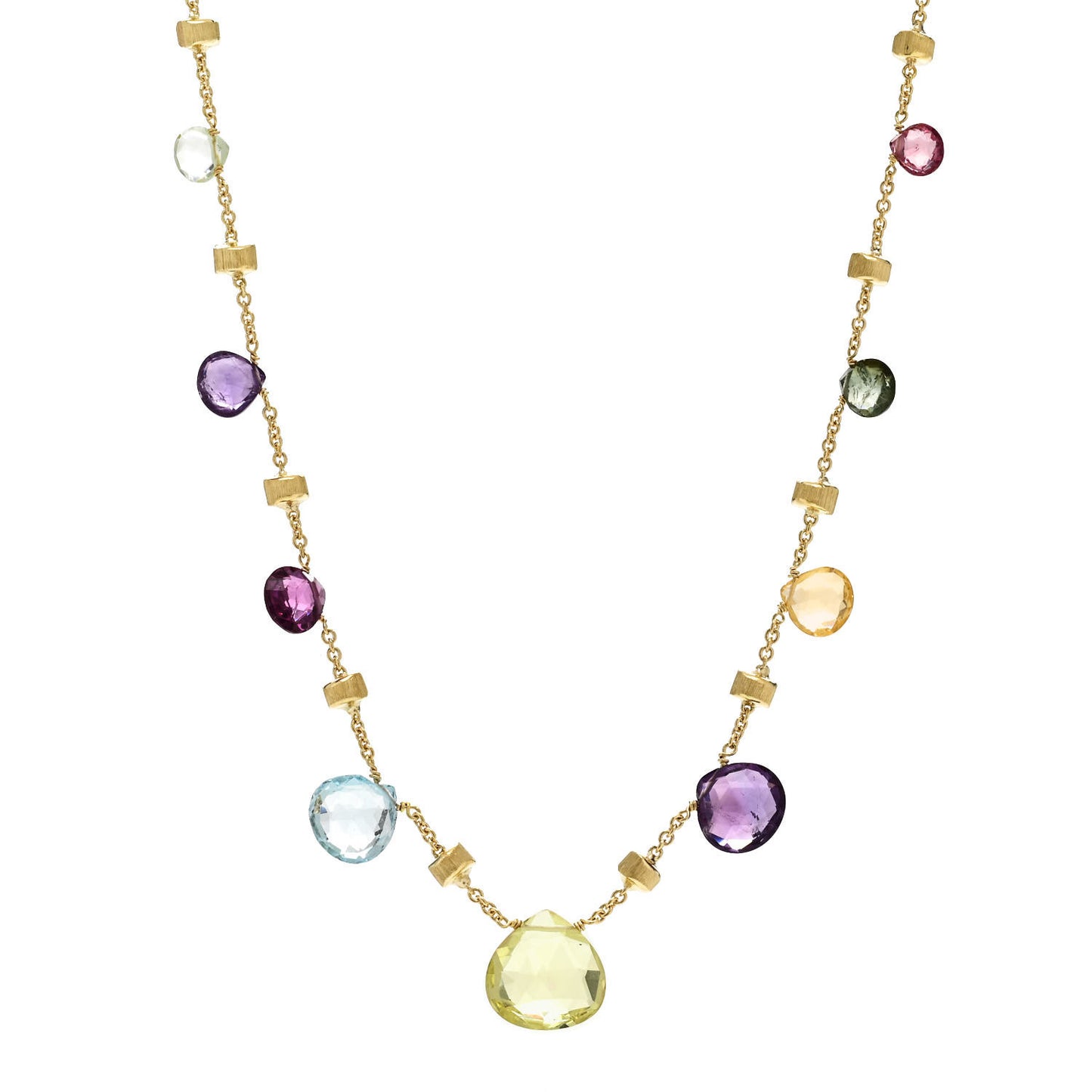 18K Yellow Gold Multi Gemstone Paradise Station Necklace